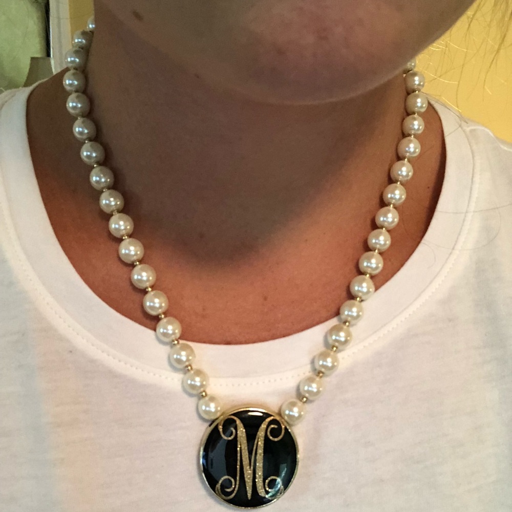 Monogrammed pearl necklace